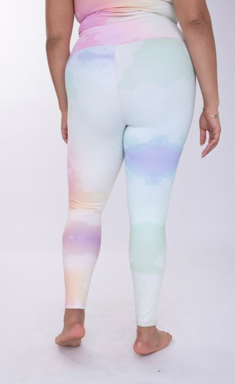 The Curvy Rainbow Cloud High-Waist Leggings