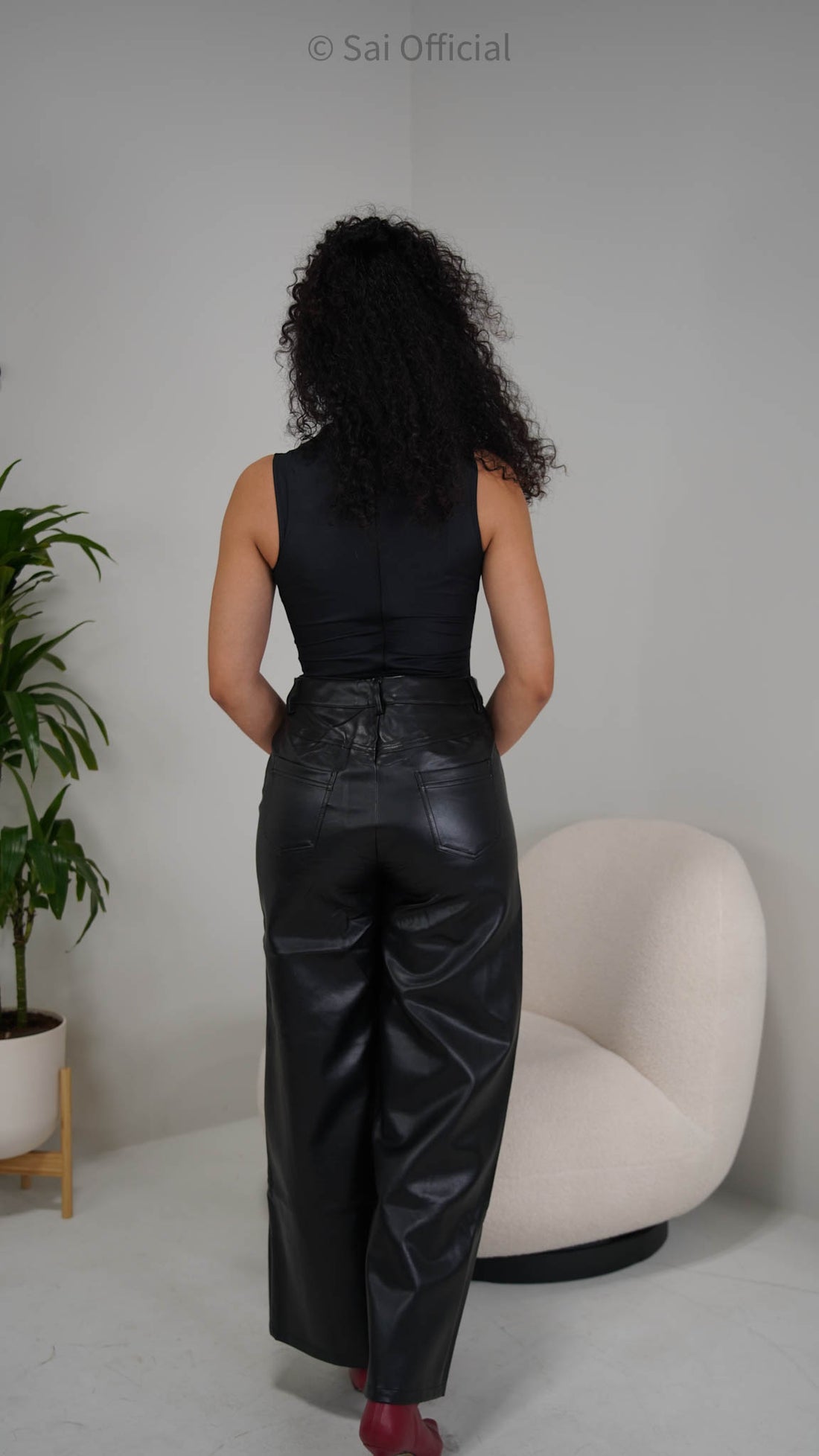 Faux Leather Wide Leg Pants