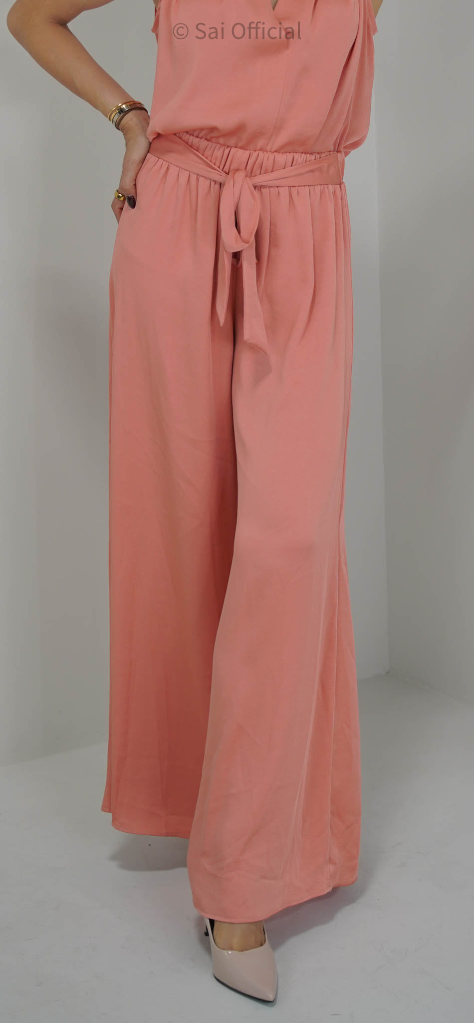 Apricot Silk Wide Leg Pants