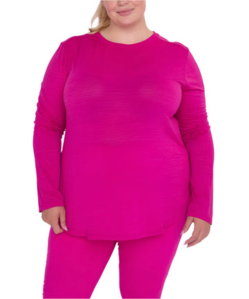 The Curvy Ribbed Mesh Long Sleeve Flow Top with Side Slits