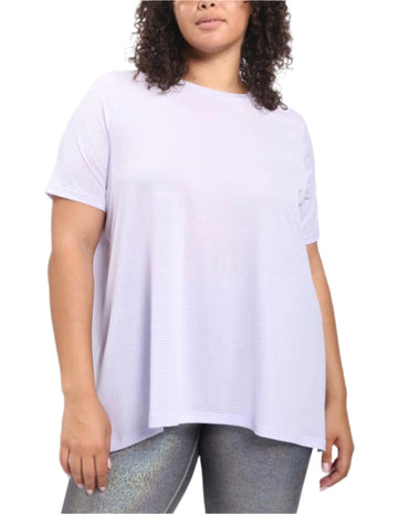 The Curvy Striped Mesh Active Longline Shirt