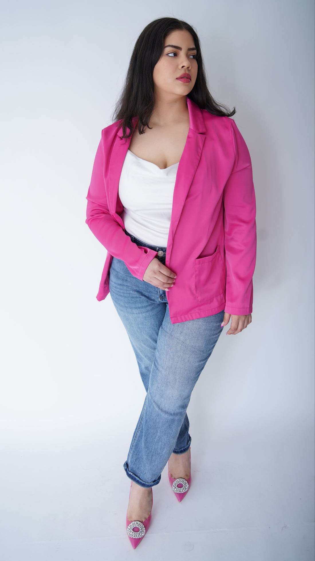The Curvy Satin Blazer
